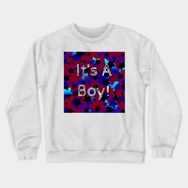 It's A Boy! Stars in Dark Red and Blues Crewneck Sweatshirt by BlakCircleGirl